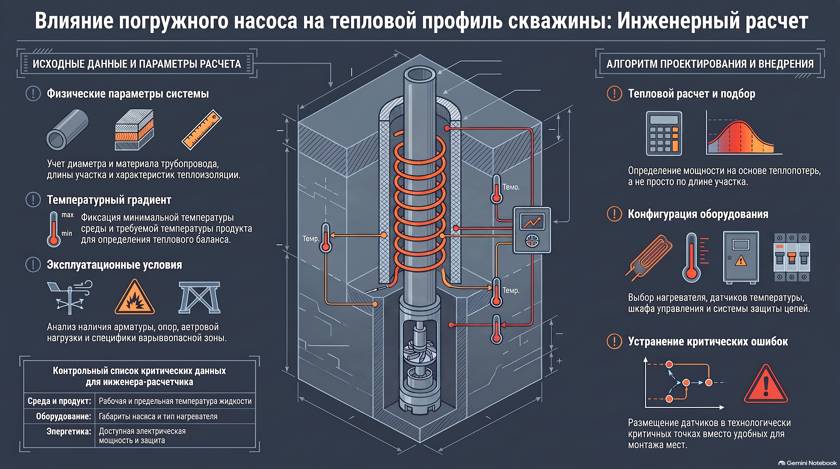 Инфографика: влияние погружного насоса на температурный профиль скважины