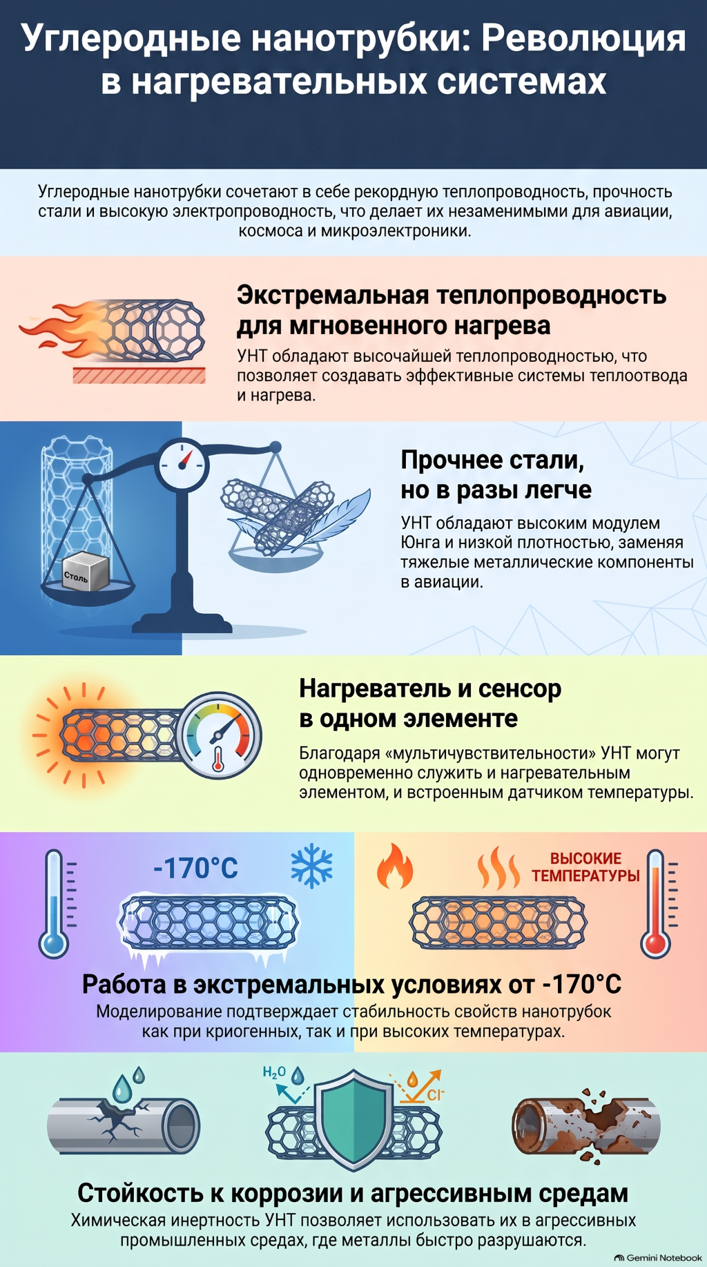 Инфографика об углеродных нанотрубках в нагревательных системах