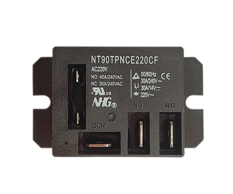 Реле NT90TPNCE220CF 30А (с закрытыми контактами) — габаритный чертёж и характеристики