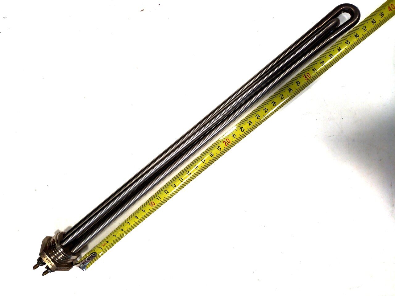 Тэн для воды и масло 1", 500W, 12V, L=370мм — габаритный чертёж и характеристики