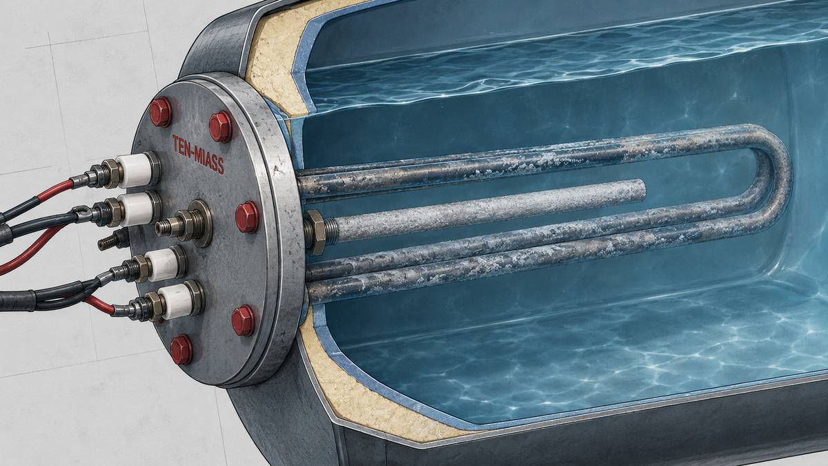 ТЭН в разрезе бойлера Electrolux EWH SmartInverter, фланец 92 мм с анодом М4