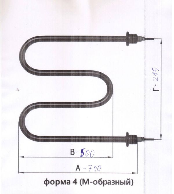 Тэн для шкафа. L=220, D= 12-20мм, A=280mm, B=240m. Мощность 1,5 кВт Тэн для шкафа. L=220, D= 12-20мм, A=280mm, B=240m. Мощность 1,5 кВт