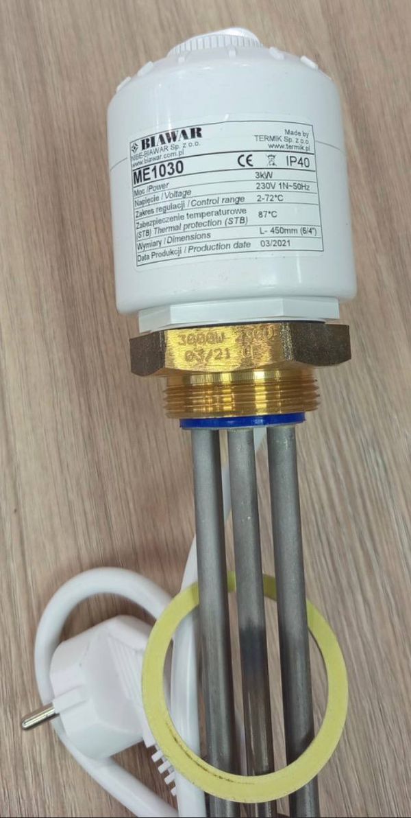 ТЭН электрический BIAWAR ME0030, 3,0 кВт, 220 В, G1¼ ТЭН электрический BIAWAR ME0030, 3,0 кВт, 220 В, G1¼