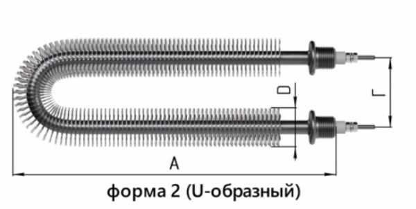 Тэн U-образный с оребрением и фланцем 220в 2квт Тэн U-образный с оребрением и фланцем 220в 2квт