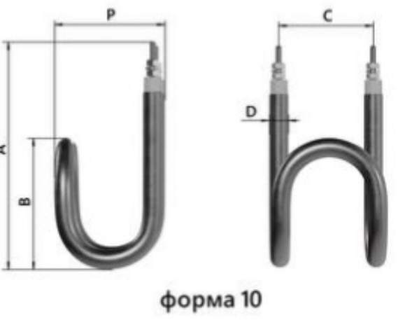 ТЭН, Форма 10 без штуцера Среда этиленгликоль ТЭН, Форма 10 без штуцера Среда этиленгликоль