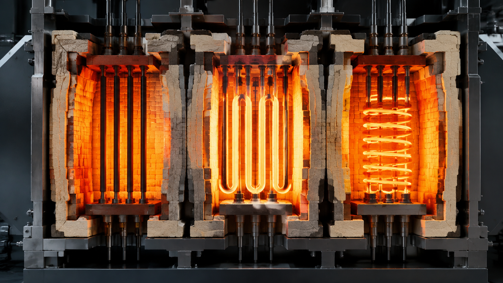 Ресурс SiC, MoSi₂ и FeCrAl начинается с режима печи, а не с каталожной температуры
