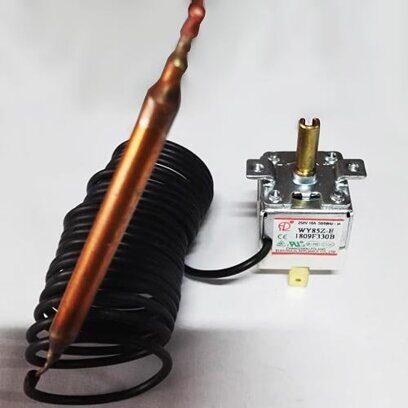 WY90Z-E1, 0-90C, 1000mm, 17mm, 16A/250V; термостат капиллярный в комплекте (с ручкой) — трубчатый электронагреватель, фото